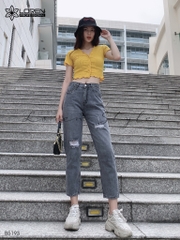 Quần jean baggy LOREN rách xám B5193