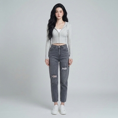 Quần jean baggy LOREN rách xám B5193