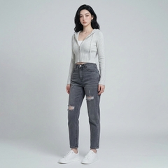 Quần jean baggy LOREN rách xám B5193