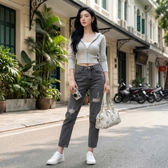 Quần jean baggy LOREN rách xám B5193