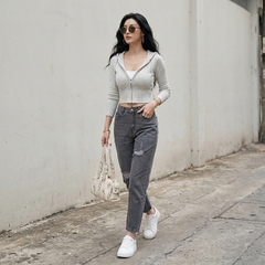 Quần jean baggy LOREN rách xám B5193