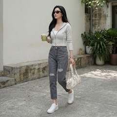 Quần jean baggy LOREN rách xám B5193