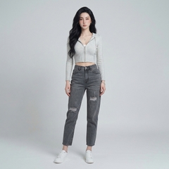 Quần jean baggy LOREN rách xám B5193