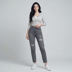 Quần jean baggy LOREN rách xám B5193