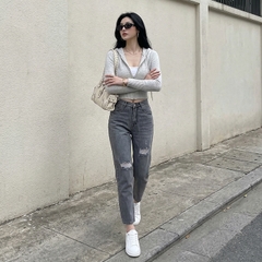 Quần jean baggy LOREN rách xám B5193