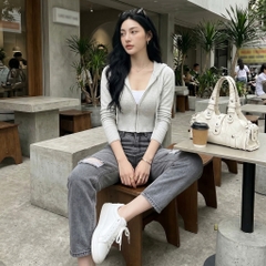 Quần jean baggy LOREN rách xám B5193