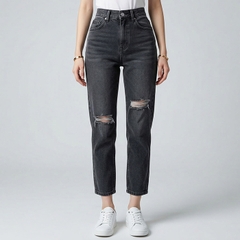 Quần jean baggy LOREN rách đen B5194