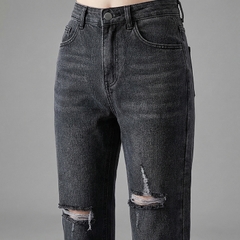 Quần jean baggy LOREN rách đen B5194