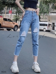 Quần jean baggy LOREN rách tua xanh B5243
