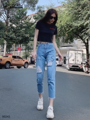 Quần jean baggy LOREN rách tua xanh B5243