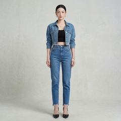 Quần jean baggy LOREN xẻ tua xanh B5388
