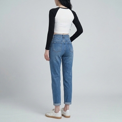 Quần jean baggy LOREN rách tua xanh B5390
