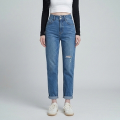 Quần jean baggy LOREN rách tua xanh B5390
