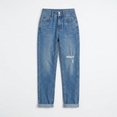 Quần jean baggy LOREN rách tua xanh B5390