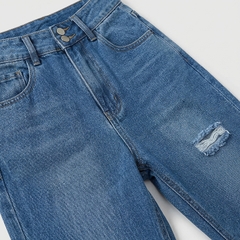 Quần jean baggy LOREN rách tua xanh B5390