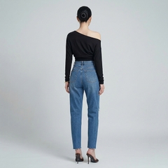 Quần jean baggy LOREN rách tua xanh B5391