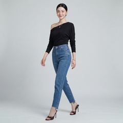 Quần jean baggy LOREN rách tua xanh B5391