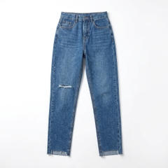Quần jean baggy LOREN rách tua xanh B5391