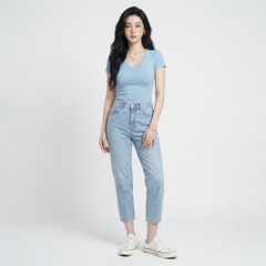 Quần jean baggy LOREN trơn xanh B5432