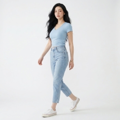 Quần jean baggy LOREN trơn xanh B5432