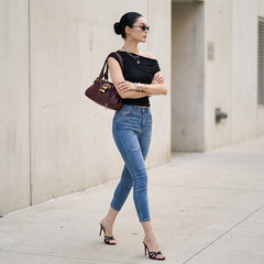 Quần jean skinny LOREN lửng rách xanh B5526