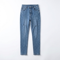 Quần jean skinny LOREN lửng rách xanh B5526