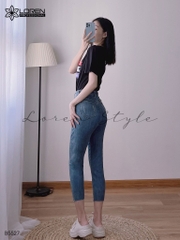 Quần jean skinny LOREN lửng rách kiểu tua xanh B5527