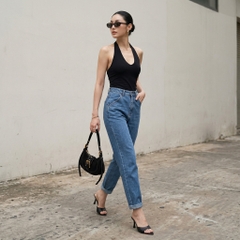 Quần jean baggy LOREN trơn tua xanh B5591