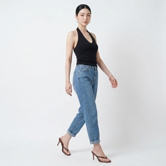 Quần jean baggy LOREN trơn tua xanh B5591