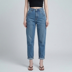 Quần jean baggy LOREN trơn tua xanh B5591