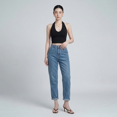 Quần jean baggy LOREN trơn tua xanh B5591