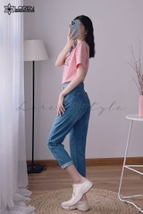 Quần jean baggy LOREN trơn tua xanh B5592