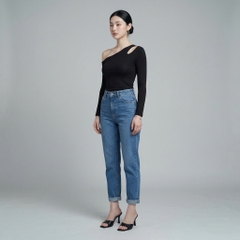 Quần jean baggy LOREN trơn tua xanh B5592