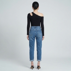 Quần jean baggy LOREN trơn tua xanh B5592