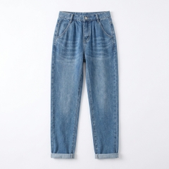 Quần jean baggy LOREN trơn tua xanh B5592