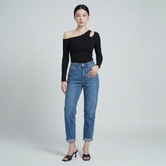 Quần jean baggy LOREN trơn tua xanh B5592