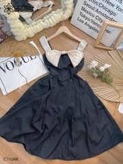 Đầm LOREN midi nơ voan kem C11048