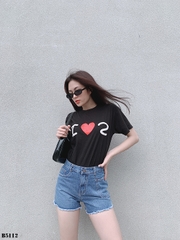 Quần jean short kiểu túi tua xanh B5112
