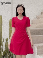 Đầm LOREN xòe cổ chéo đỏ C1139