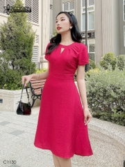Đầm LOREN xòe cổ tròn đỏ C1130