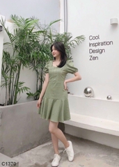 Đầm chỉ nối xanh C1370
