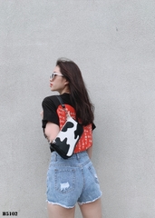 Quần jean short rách tua xanh B5102