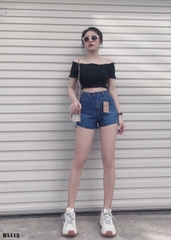 Quần jean short 2 nút tua xanh B5115