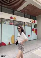 Quần jean short 2 nút tua xám B5107