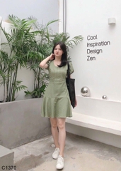 Đầm chỉ nối xanh C1370