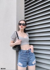 Quần jean short rách xanh B5101