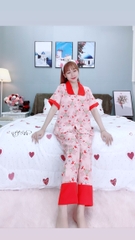 Đồ ngủ pijama tay ngắn quần dài hồng D1657