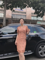 Đầm LOREN hoa nhí cam C1134