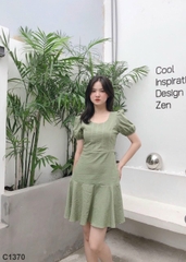 Đầm chỉ nối xanh C1370