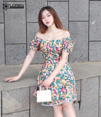 Đầm lụa hoa viền ren C1470